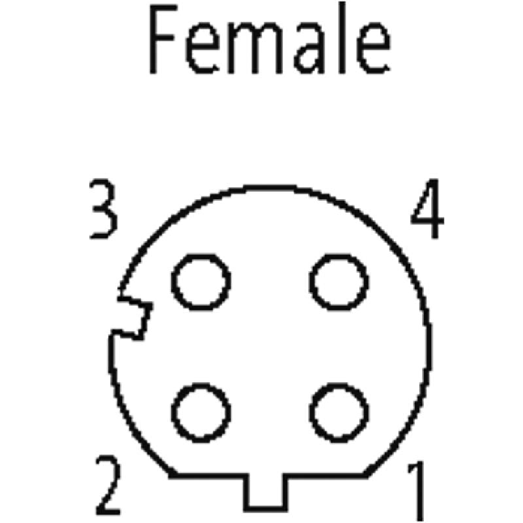 M12D Fem Droit 4p; Bornes guillotines <0.34mm², Ø4.5-8mm; Blindé; Eth-Lire la description