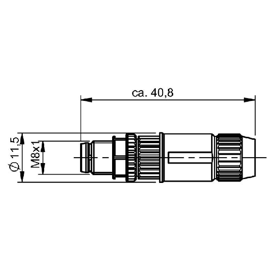 M08A Mâle Droit 3p; Bornes guillotines 0.14-0.34mm², Ø2.5-5.4mm-Lire la description