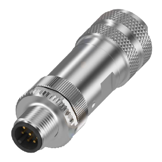M12A Mâle Droit 8p; Bornes à vis 0.14-0.5mm², Ø4-6mm (30V)-Lire la description