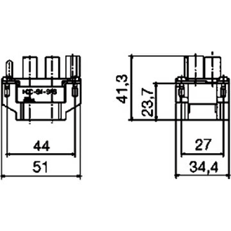 Insert d'alimentation, contacts mâle, 4 + PE-Lire la description