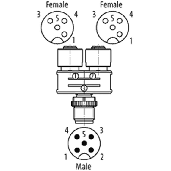 Y-M12 Mâle Droit 5p/2xM12 Fem Droit 4p (SlimLine)-Lire la description