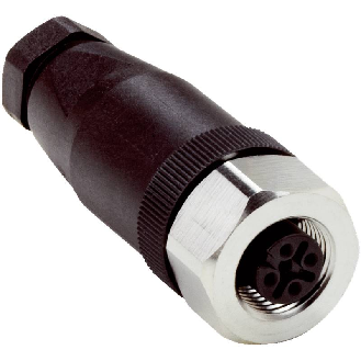 M12 Fem Droit 4p Inox V4A; Bornes à vis <0.75mm², Ø3-6mm-Lire la description