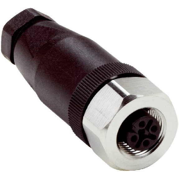 M12 Fem Droit 4p Inox V4A; Bornes à vis <0.75mm², Ø3-6mm-Lire la description