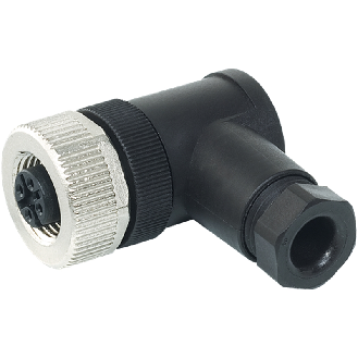 M12A Fem Coudé 5p; Bornes à vis <0.75mm², Ø6-8mm Pg9-Lire la description