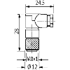 M08A Fem Coudé 4p; Bornes à souder <0.25mm², Ø3.5-5mm
