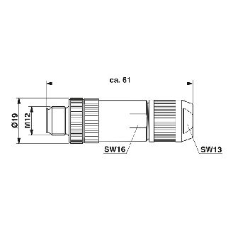 M12D Fem Droit 4p Blindé; Bornes autodénudantes 0.14-0.34mm², Ø4-8mm-Lire la description