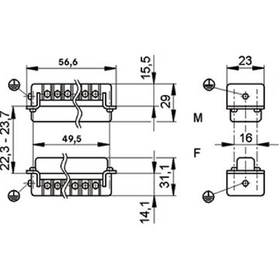 Insert femelle à visser pour sections jusqu'à 2,5 mm², 1-10 contacts-Lire la description