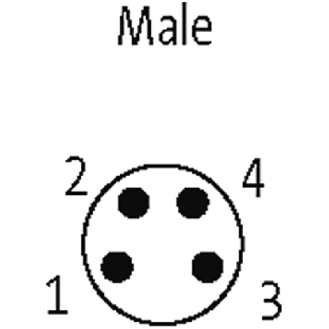 M08 Mâle Droit 4p; Bornes guillotines 0,25-0,5mm², Ø2.5-5.0mm-Lire la description