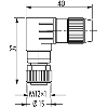 M12 Fem Coudé 4p 3LED; Bornes IDC 0,25-0.5mm²