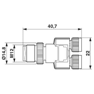 Répartiteur Y M12A Mâle Droit 4p/2x M08A Fem Droit-Lire la description