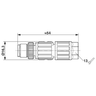 M12A Mâle Droit 4p; Bornes autodénudantes 0.34mm², Ø3.5-6mm-Lire la description