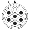M23 Mâle Droit 6p; Blindé; Bornes à souder, Ø3-14,5mm