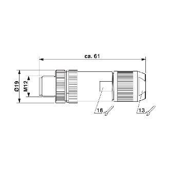M12A Mâle Droit 4p; Bornes Push-Lock, Ø4-8 mm-Lire la description
