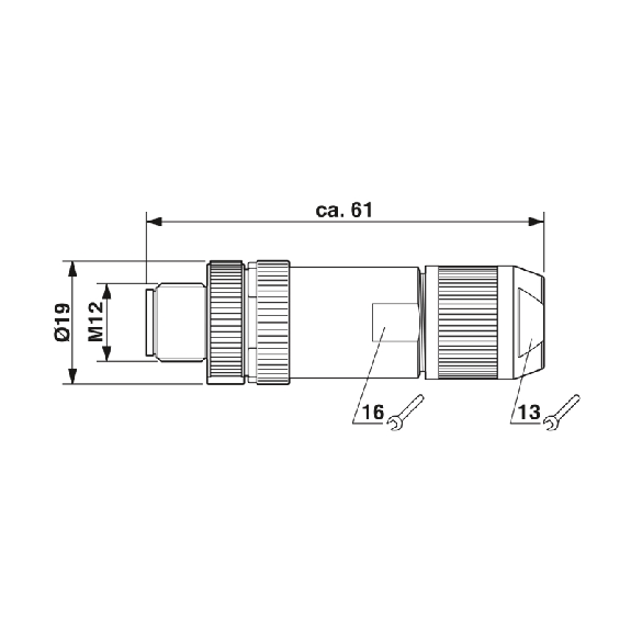 M12A Mâle Droit 4p; Bornes Push-Lock, Ø4-8 mm-Lire la description