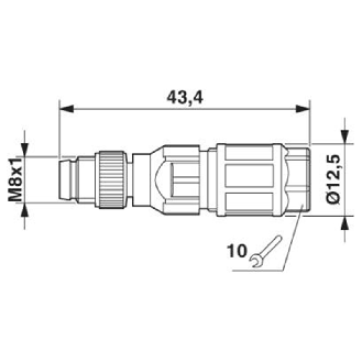 M08A Mâle Droit 3p; Bornes autodénudantes max. 0.25mm², Ø2,5-5mm-Lire la description