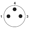 M08A Mâle Droit 3p; Bornes autodénudantes max. 0.25mm², Ø2,5-5mm