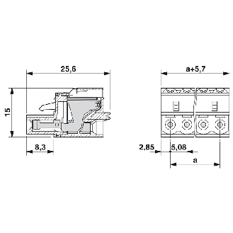 Connecteur mâle pour C.I., 2,5mm², 12A, fem 12 pôles, 5.08mm, vert-Lire la description