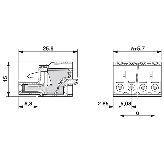 Connecteur mâle pour C.I., 2,5mm², 12A, fem 12 pôles, 5.08mm, vert-Lire la description