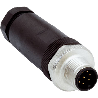 M12A Mâle Droit 8p; Bornes à vis 0.25-0.5mm², Ø6-8mm-Lire la description