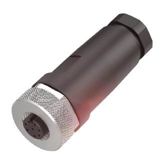 M12A Fem Droit 8p; Bornes à vis 0.14-0.5mm², Ø6-8mm-Lire la description