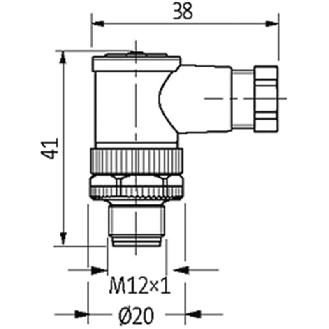 M12 Fem Coudé 8p; Bornes à vis <0.5mm², Ø6-8mm-Lire la description