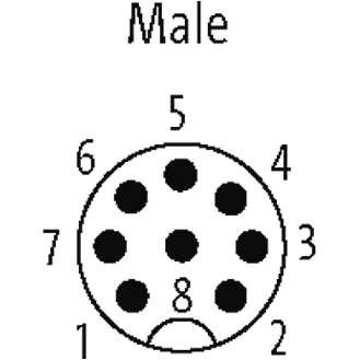 M12 Fem Coudé 8p; Bornes à vis <0.5mm², Ø6-8mm-Lire la description