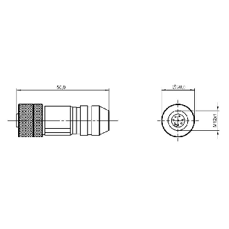 M12A Fem Droit 8p; Bornes à vis (x8) <0.75mm², Ø6-8mm Pg9-Lire la description