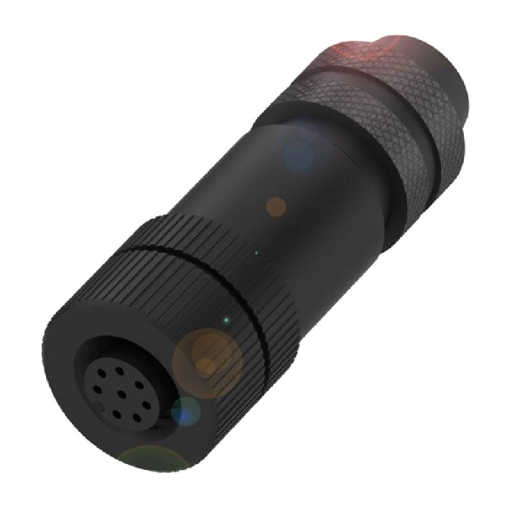 M12A Fem Droit 8p; Bornes à vis (x8) <0.75mm², Ø6-8mm Pg9-Lire la description