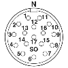 M23 Fem Droit 17p; Blindé; Bornes à souder, Ø3-14,5mm