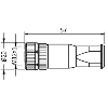 M12A Fem Droit 5p; Bornes à vis (x5) max. 1.5mm², Ø2.5-8mm