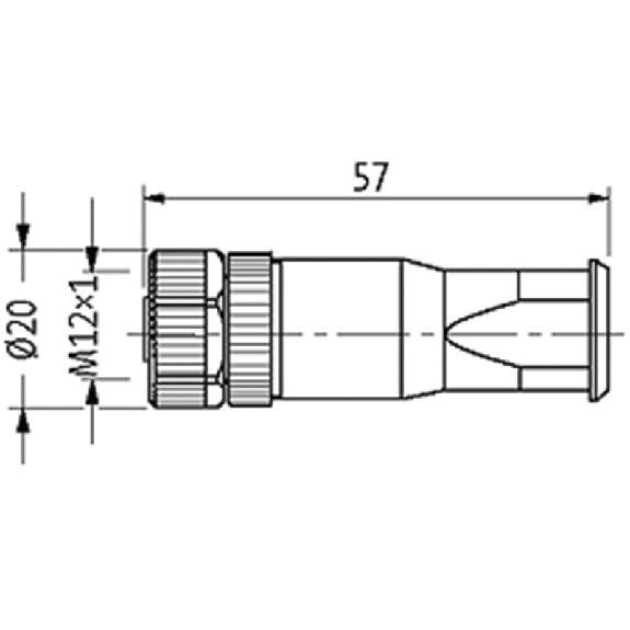 M12A Fem Droit 5p; Bornes à vis (x5) max. 1.5mm², Ø2.5-8mm-Lire la description