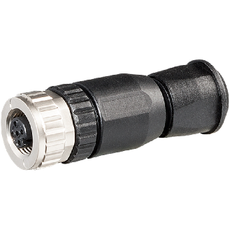 M12A Fem Droit 5p; Bornes à vis (x5) max. 1.5mm², Ø2.5-8mm-Lire la description
