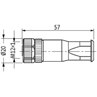 M12A Fem Droit 5p; Bornes à vis (x5) max. 1.5mm², Ø2.5-8mm-Lire la description