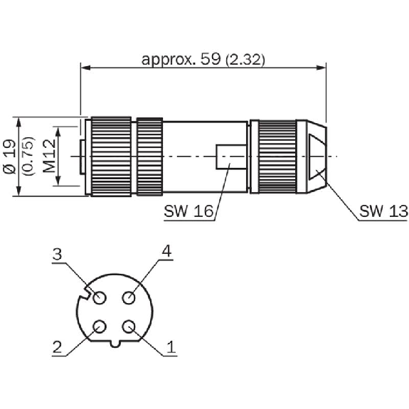 M12D Fem Droit 4p; Bornes IDC 0.14-0.34mm², Ø4-8mm; Ethernet-Lire la description