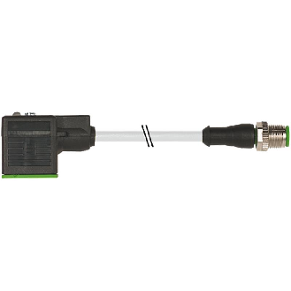 EV Forme A 18mm/M12 Mâle Droit 24V LED+ATP; PUR 3x0,75 Gris 2m-Lire la description