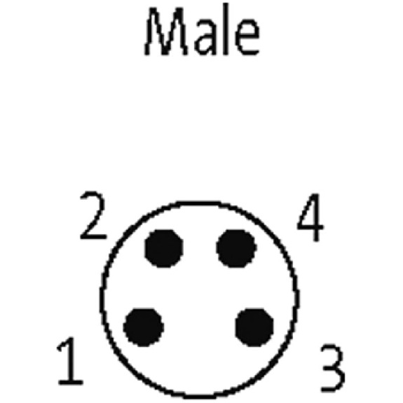 M08 Mâle Coudé 4p; Bornes à souder <0.25mm², Ø3.5-5mm-Lire la description