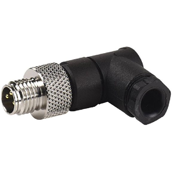 M08 Mâle Coudé 4p; Bornes à souder <0.25mm², Ø3.5-5mm-Lire la description