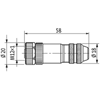 M12B Fem Droit 2p; Bornes à vis <0.75mm², Ø6-8mm; Blindé; Profibus-Lire la description