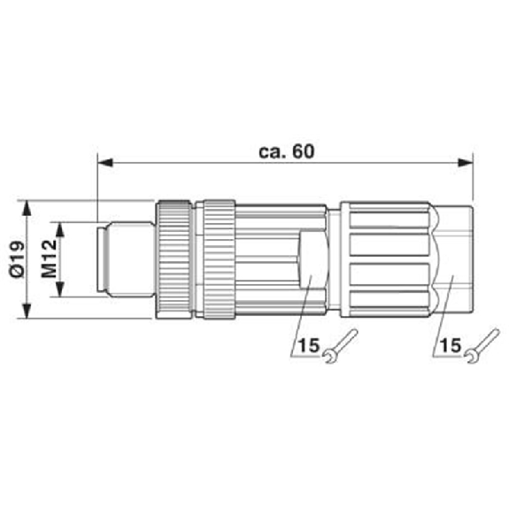 M12A Mâle Droit 4p; Bornes Push-Lock <0,75mm², Ø4-8 mm-Lire la description