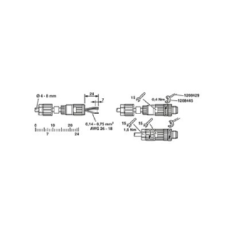 M12A Mâle Droit 4p; Bornes Push-Lock <0,75mm², Ø4-8 mm-Lire la description