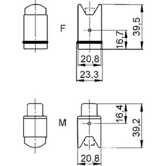 Insert mâle à raccordement à vis pour sections jusqu'à 2,5 mm², 3+PE-Lire la description