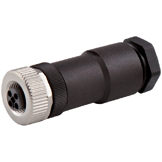 M12T Fem Droit 4p; Bornes à vis, câble Ø8-10 mm-Lire la description