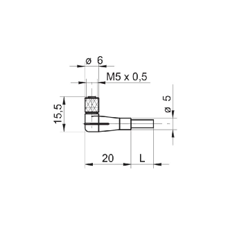 Connecteur M05 Fem Coudé 3p Câble PUR 5m-Lire la description