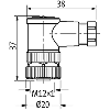 M12A Inox V4A Fem Coudé 5p; Bornes à vis (x5) <0.75mm², Ø6-8mm