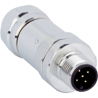 M12A Mâle Droit 5p Inox V4A Blindé; Bornes à vis <0,75mm², 5,5-8,6mm-Lire la description