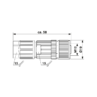 M12A Fem Droit 5p; Bornes Push-Lock, Ø4-8mm-Lire la description