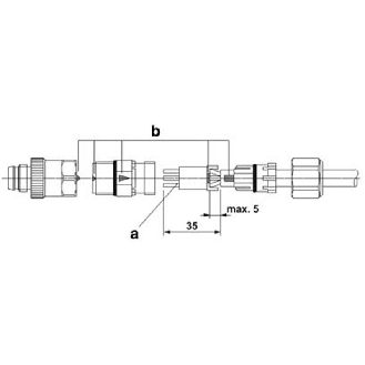 M08A Mâle Droit 3p; Bornes rapide Piercecon®, câble Ø3-5mm-Lire la description