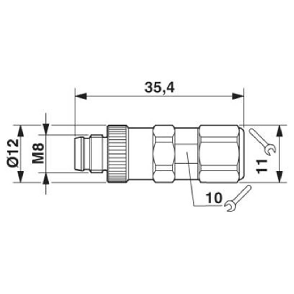 M08A Mâle Droit 3p; Bornes rapide Piercecon®, câble Ø3-5mm-Lire la description