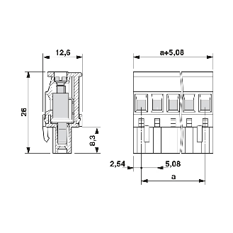 Connecteur mâle pour C.I, 2,5mm², 12A, 320V, 8 pôles, pas 5.08, à vis-Lire la description