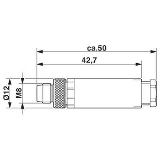 M08A Mâle Droit 3p; Bornes à vis (x3) max. 0,5 mm², Ø3,5-5mm-Lire la description